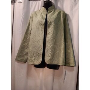Quilted Nwt 90s Y2k Green  Floral Embroidery Lined Blazer Office Jacket Size 10